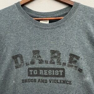 Y2K DARE To Resist Drugs and Violence Gray T-Shirt Mens L Skater Skate 2000s VTG
